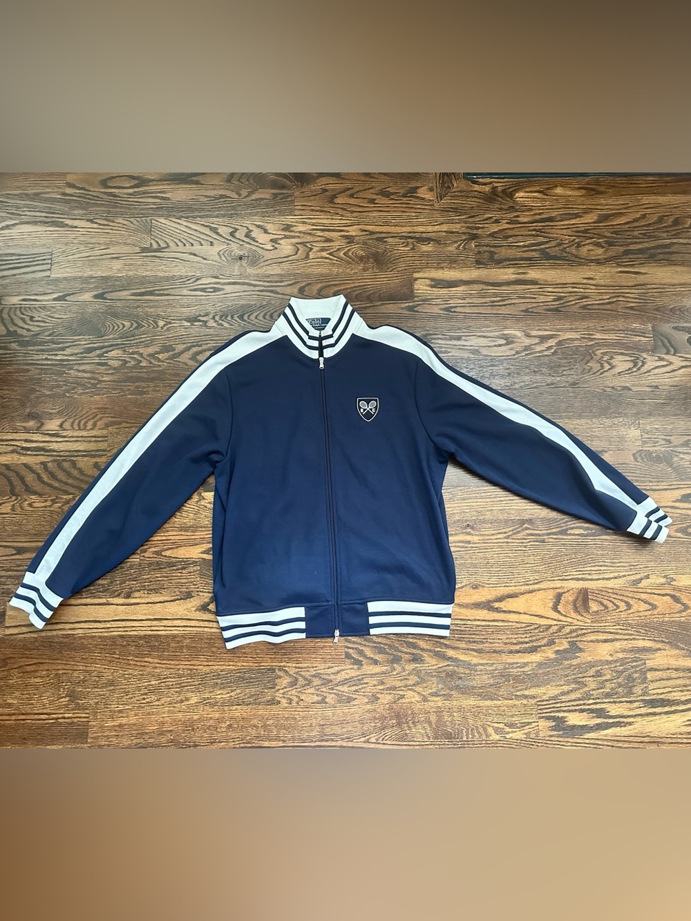 Ralph Lauren Polo Men's Navy Track Jacket with White Trim XL